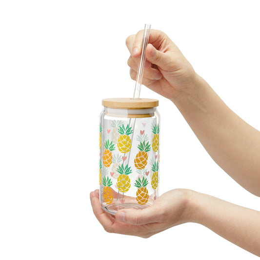 Pineapples Glass Can Cup - Summer Beverage Essential