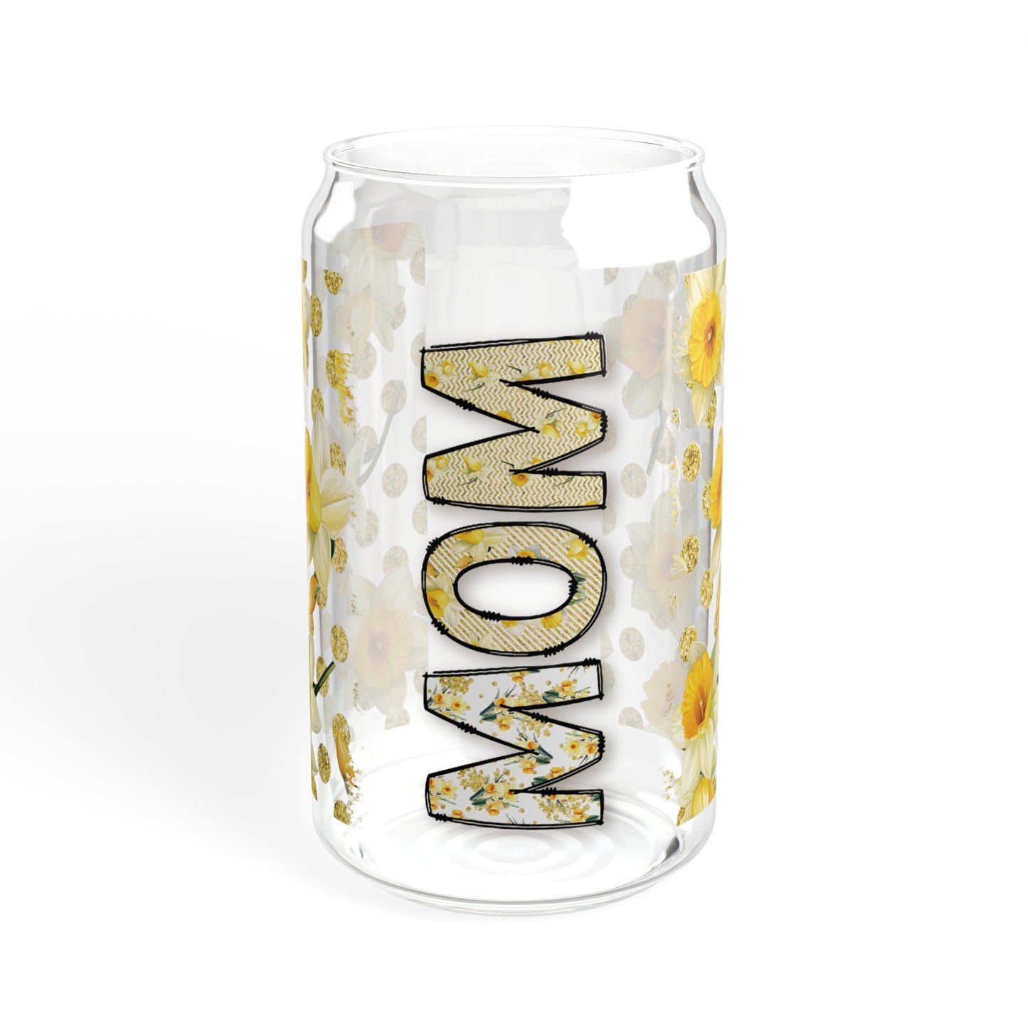 Colorful Mom Floral Glass Cup - Personalized Mother's Day Gift