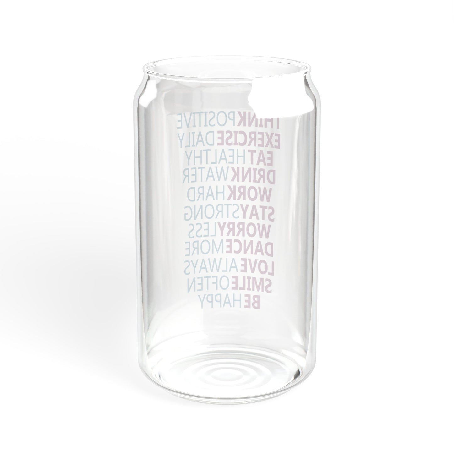 Think Positive Inspirational Glass Can Cup - Motivational Drinkware for Daily Encouragement