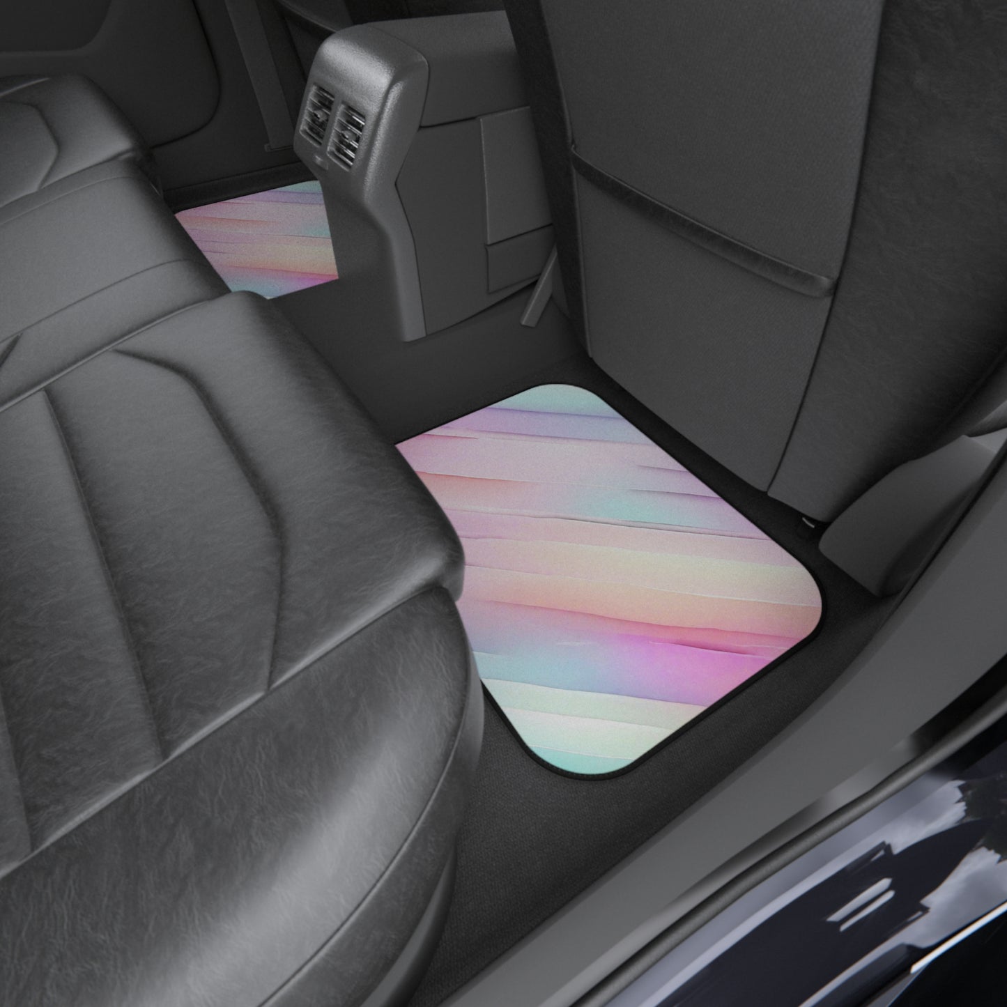 Elevate Your Car's Aesthetic with Pastel Rainbow Car Floor Mats, Set of 4 - Get Noticed on the Road!