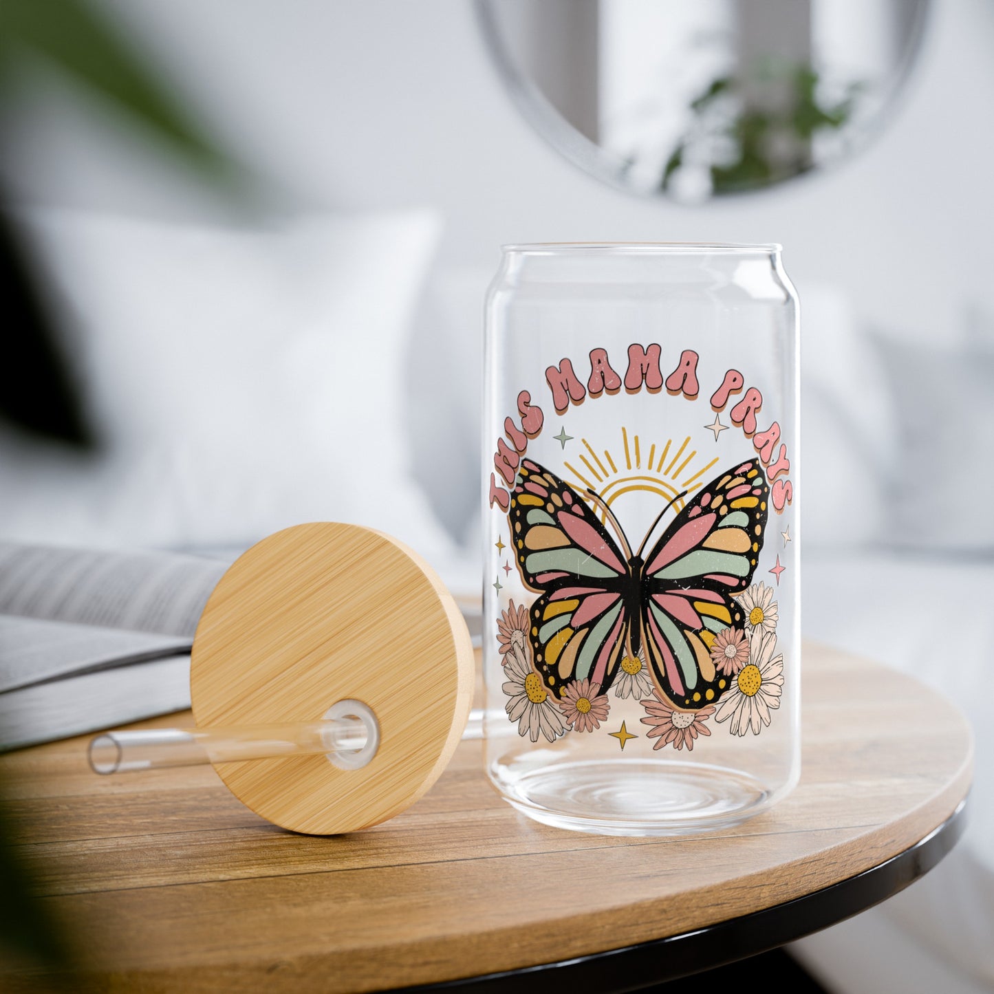 Empowering This Mama Prays Glass Cup - Inspirational Drinkware