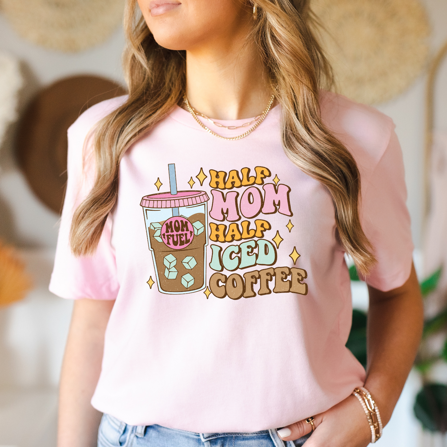 Half Mom Half Iced Coffee Graphic Tee - Funny Mother's Day Gift