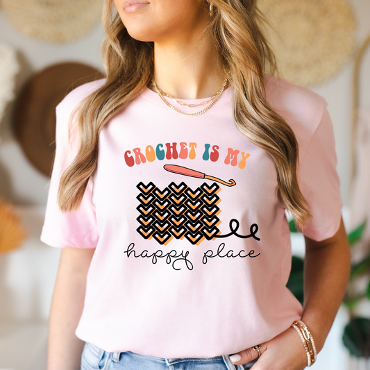 Crochet Is My Happy Place Tee - Perfect Gift for Crochet Lovers