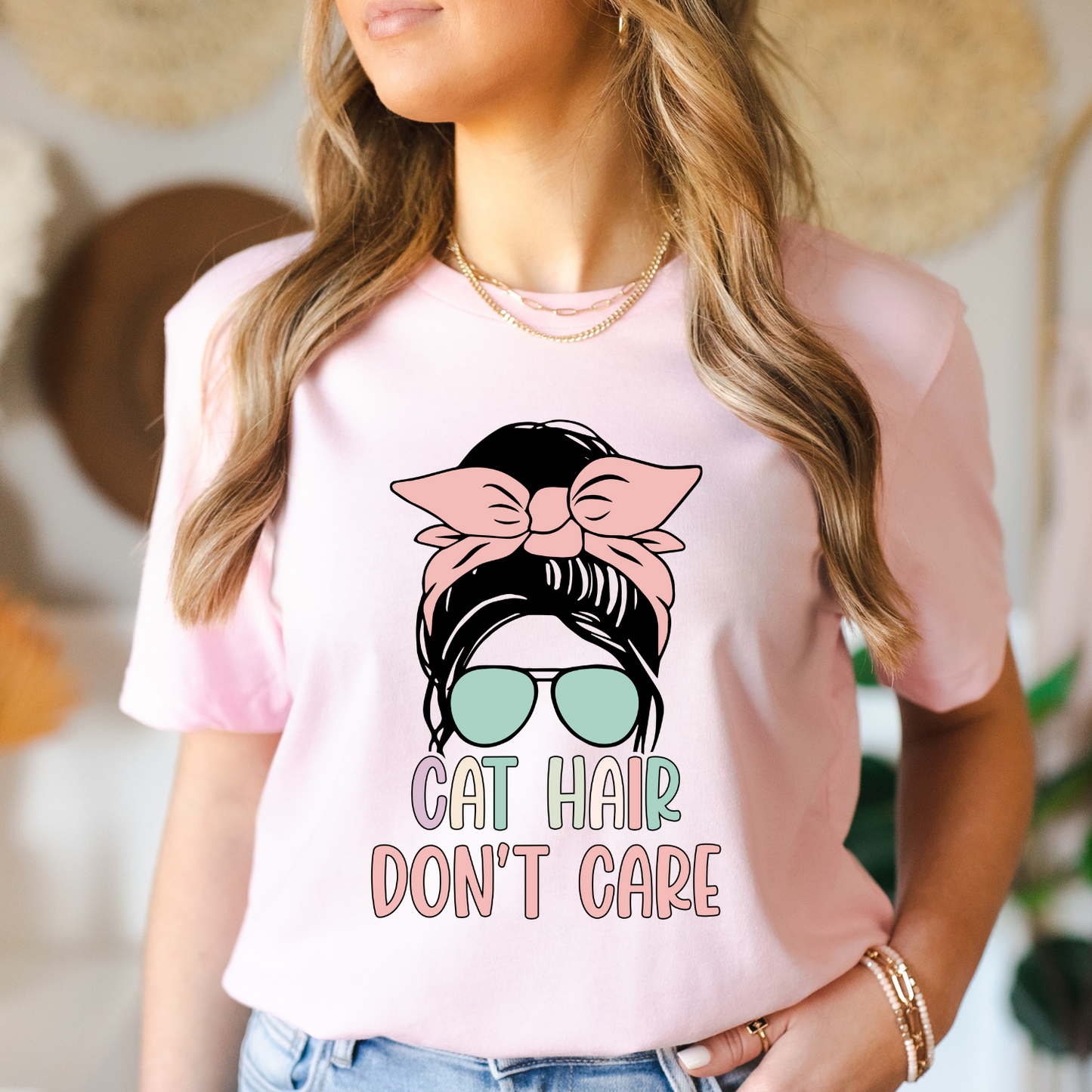 Cute Cat Hair Don't Care Tee for Feline Fans - Funny Kitty Shirt