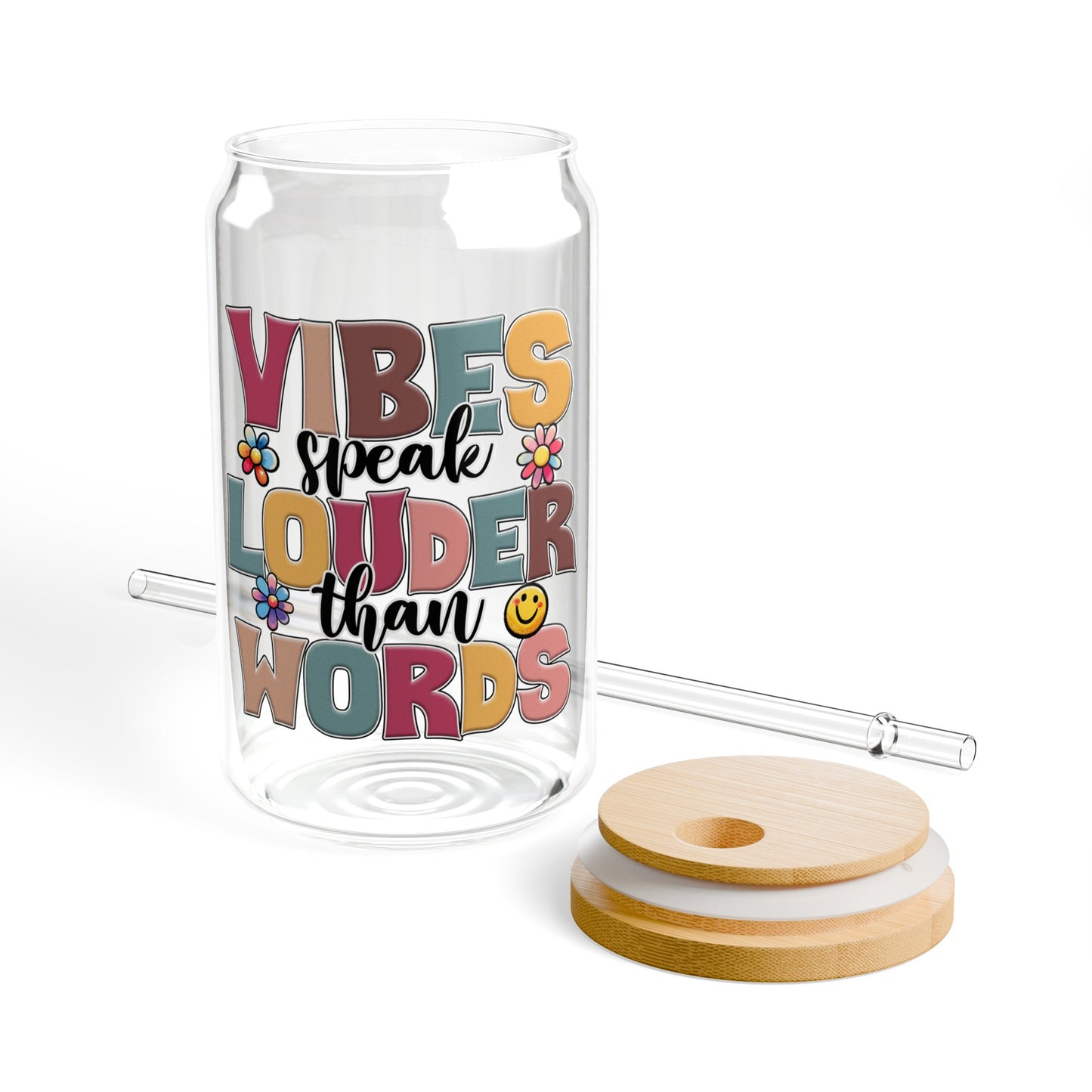 Positive Vibes Only Glass Cup - Let Your Vibes Speak Louder Than Words