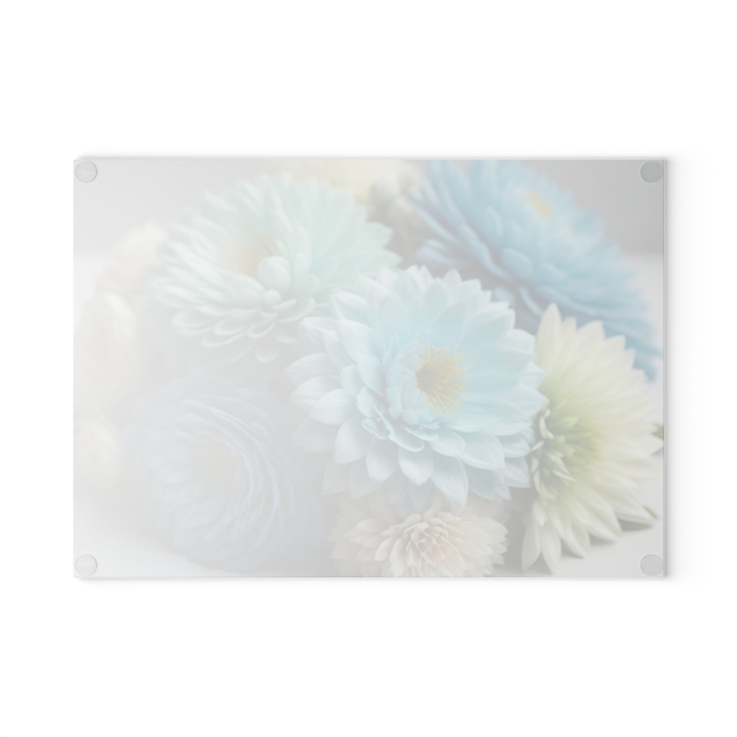 Pastel Blue Flowers Glass Cutting Board