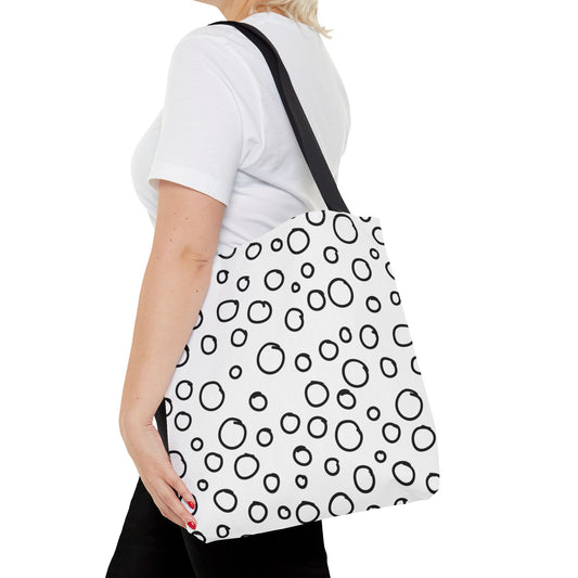 Chic Black N' White Bubble Doodles Tote Bag - Trendy Shoulder Bag