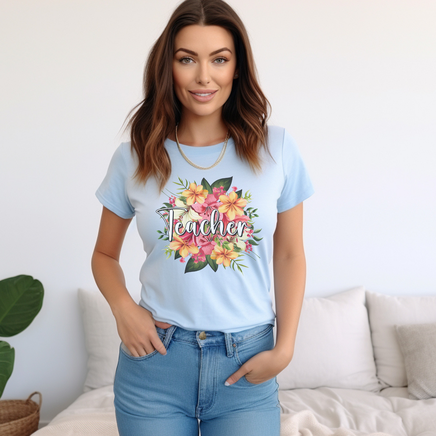 Bloom with Knowledge: Teacher Floral Graphic Tee