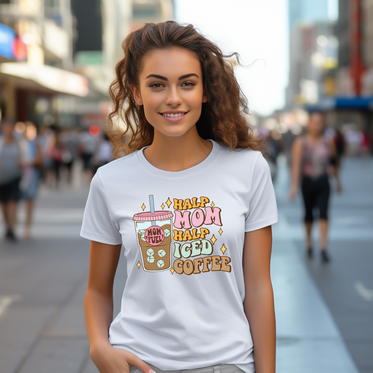 Half Mom Half Iced Coffee Graphic Tee - Funny Mother's Day Gift