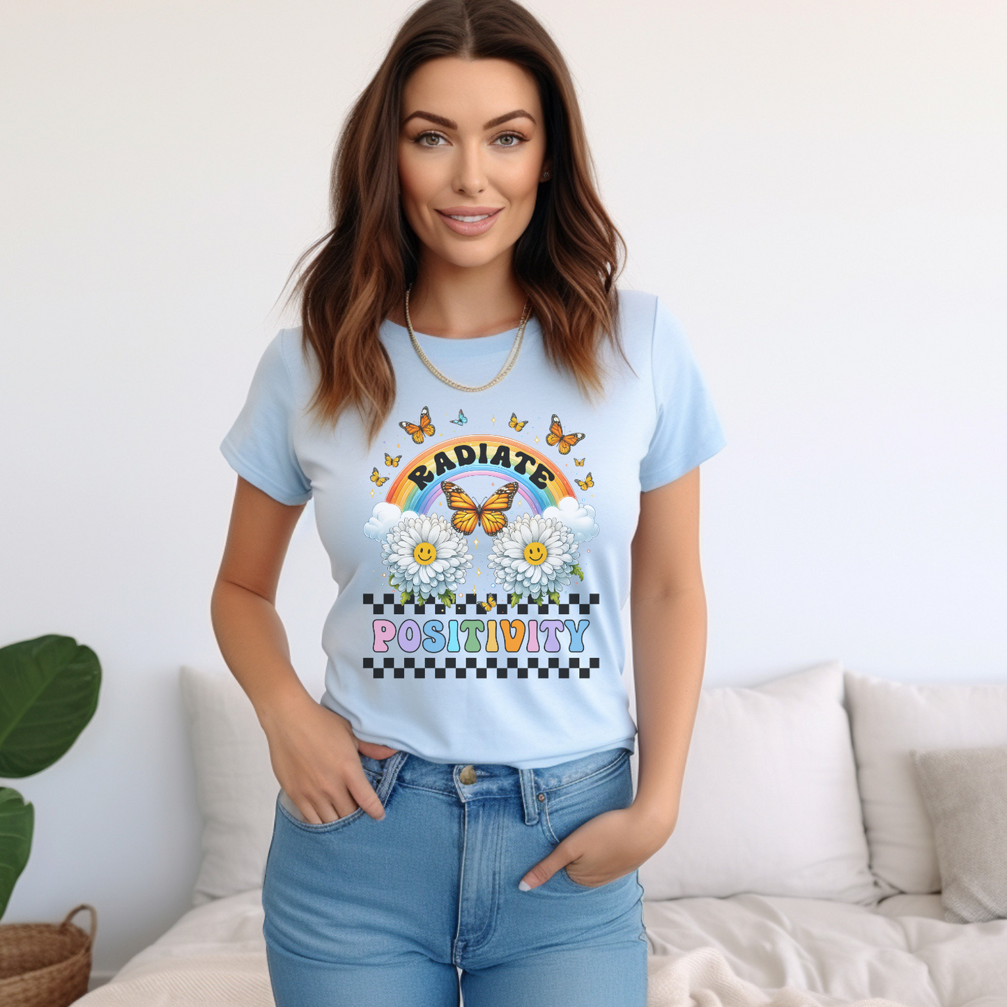 Radiate Positivity Graphic Tee - Positive Vibes Shirt for All Ages