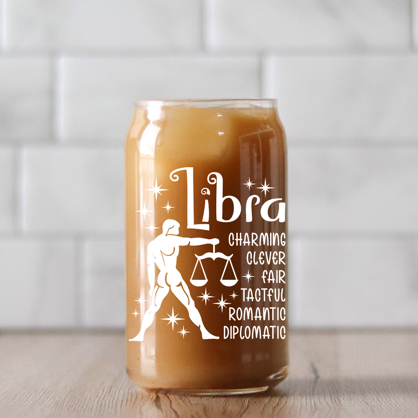 Zodiac-inspired Libra Glass Can Cup - Astrology Drinkware