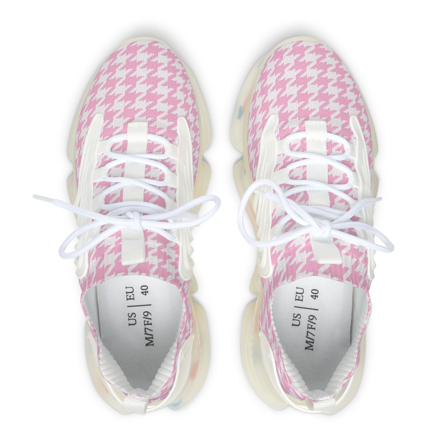 Pink Houndstooth Print Chic Sneaker Shoes - Stylish Women's Footwear