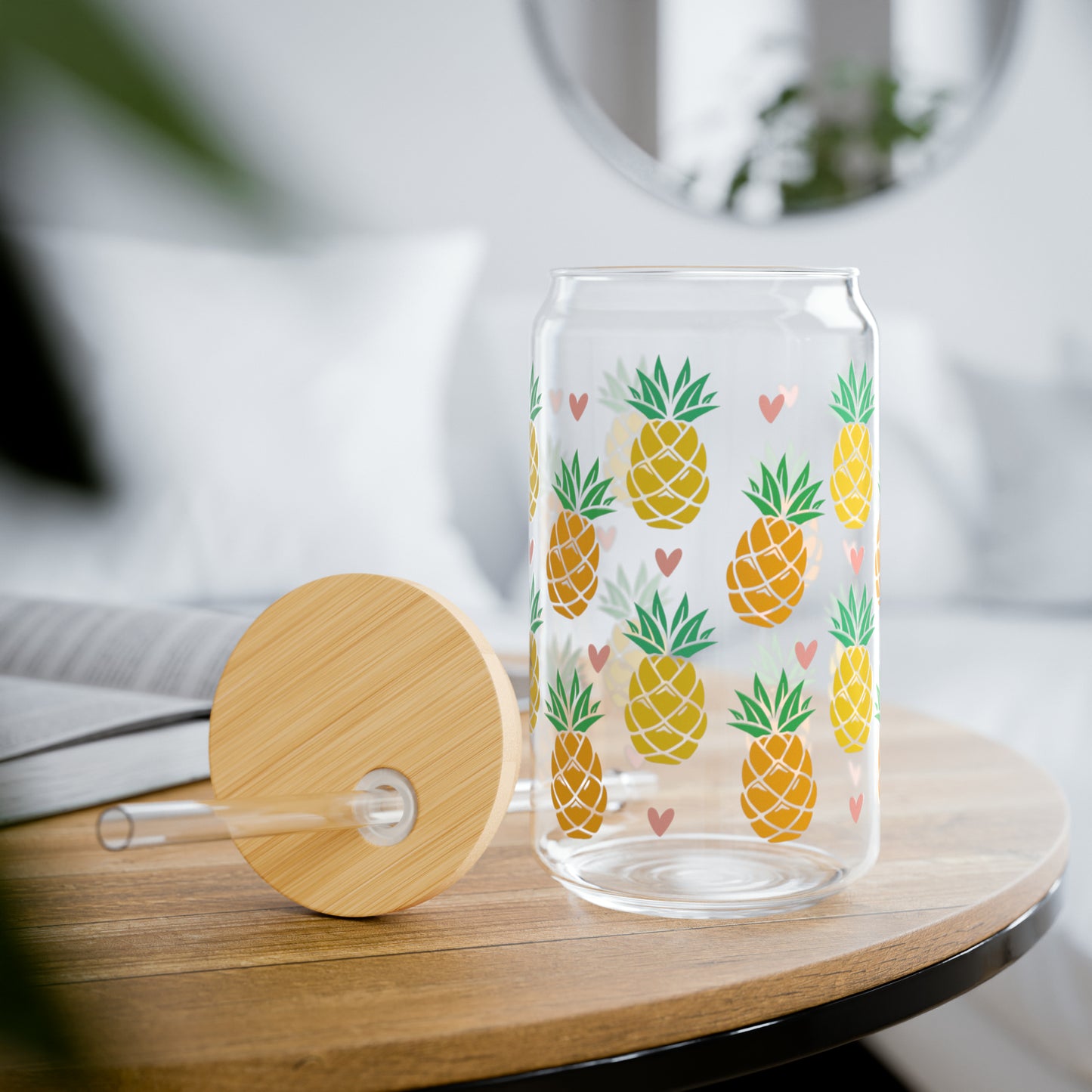 Pineapples Glass Can Cup - Summer Beverage Essential