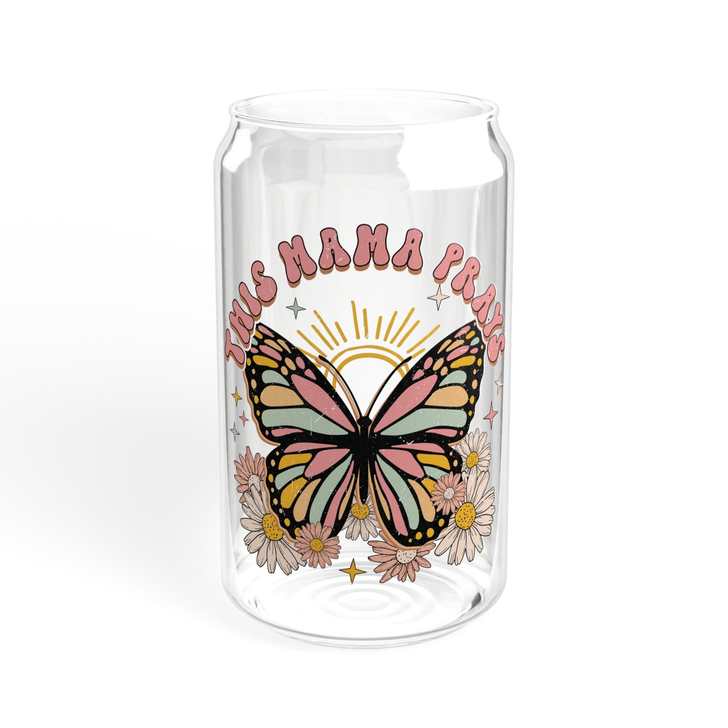 Empowering This Mama Prays Glass Cup - Inspirational Drinkware