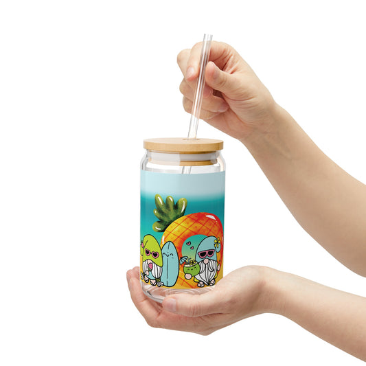 Adorable Summer Gnomes Glass Can Cup - Fun Addition to Your Kitchen