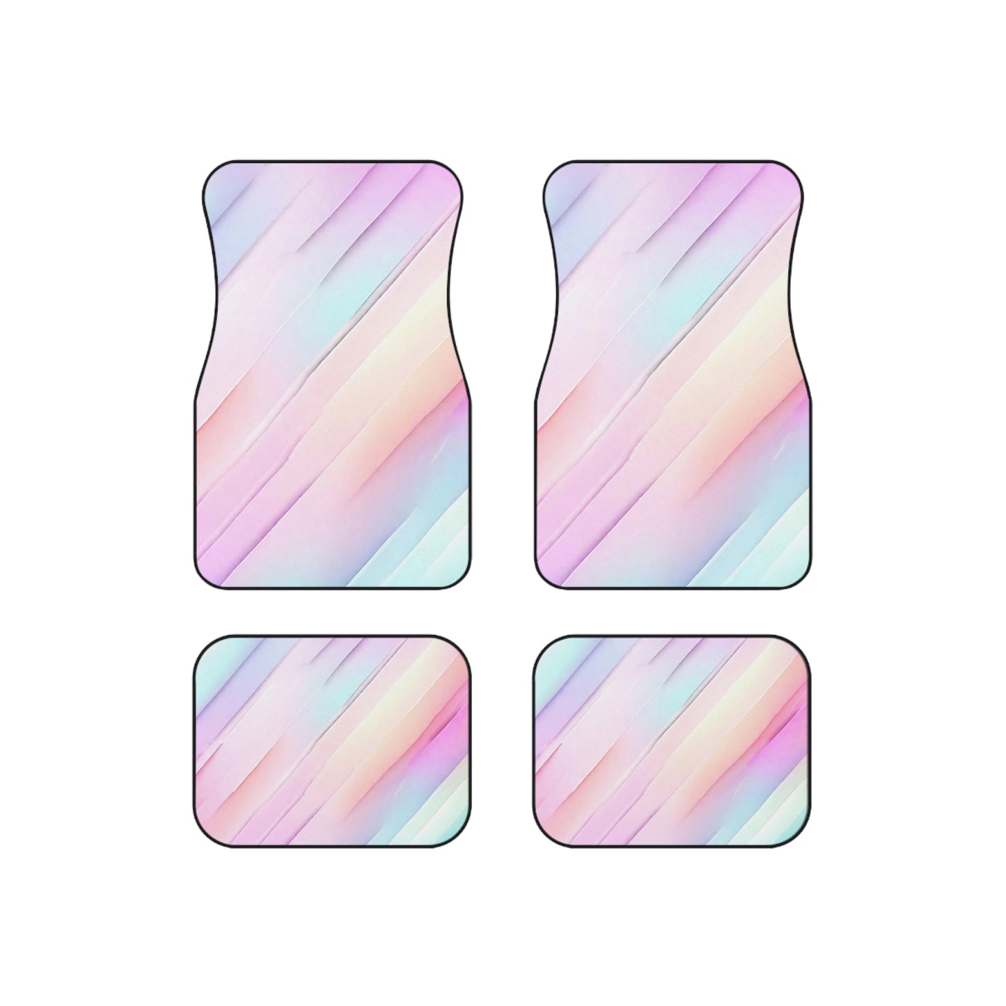 Elevate Your Car's Aesthetic with Pastel Rainbow Car Floor Mats, Set of 4 - Get Noticed on the Road!