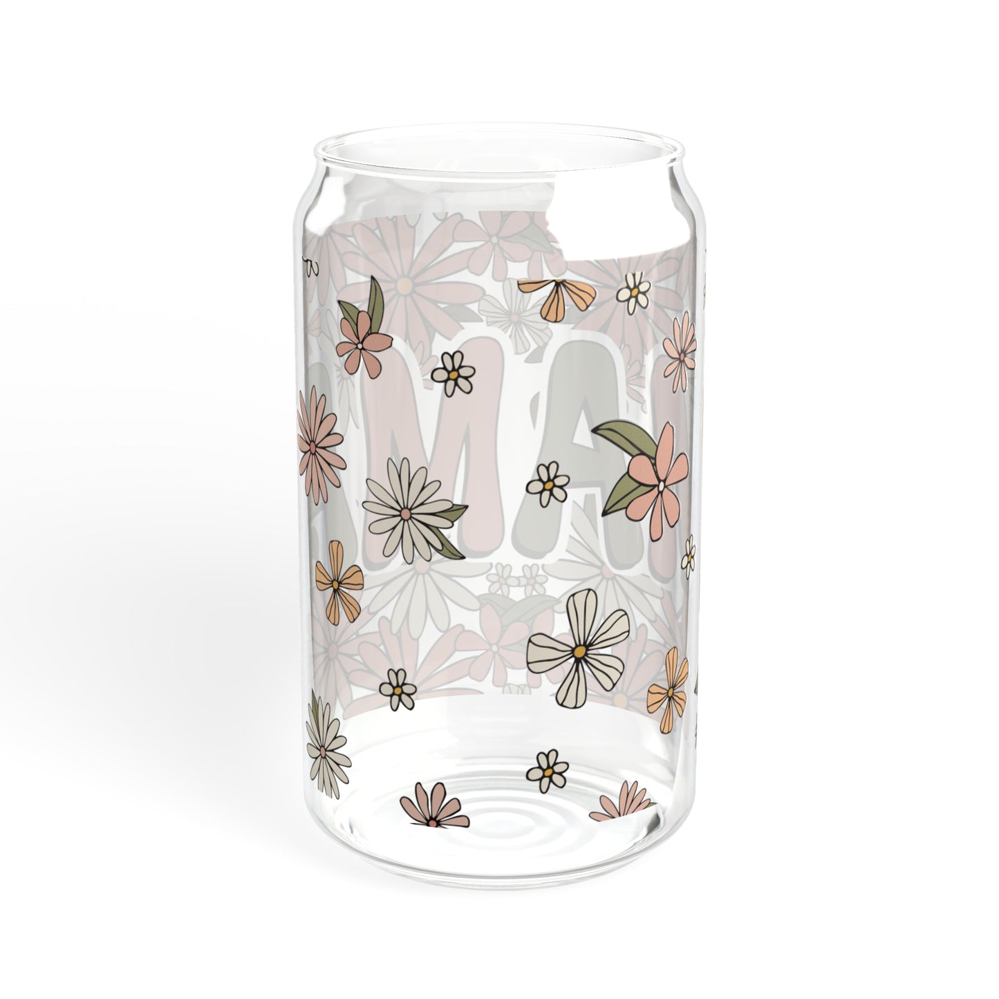 Boho Retro Floral Mama Glass Can Cup - Eco-Friendly Tumbler for the Stylish Mom