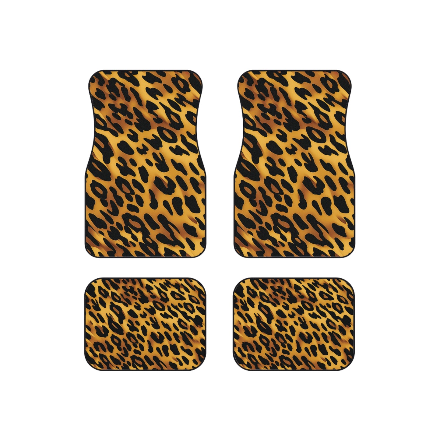 Trendy Leopard Print Auto Floor Mat Set - Fashionable and Functional