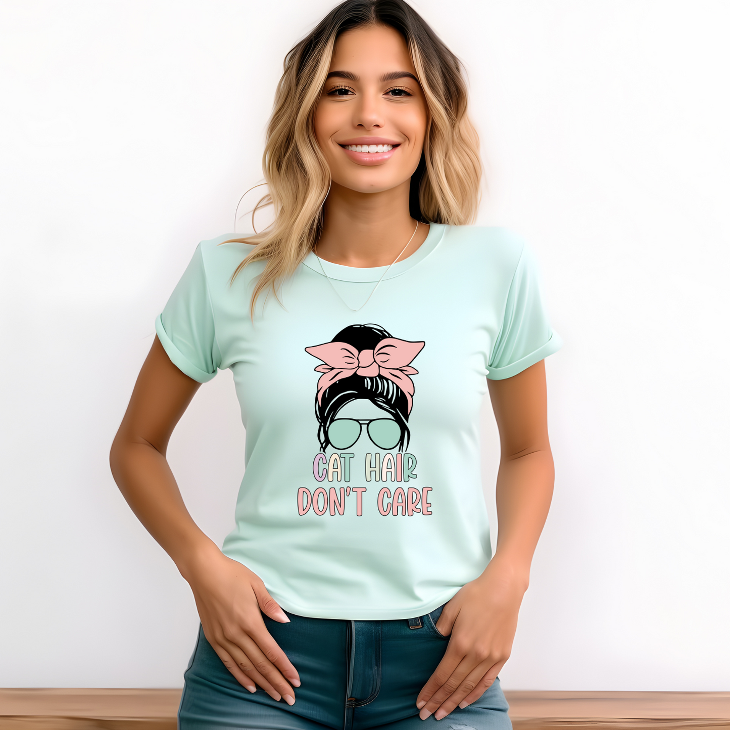 Cute Cat Hair Don't Care Tee for Feline Fans - Funny Kitty Shirt