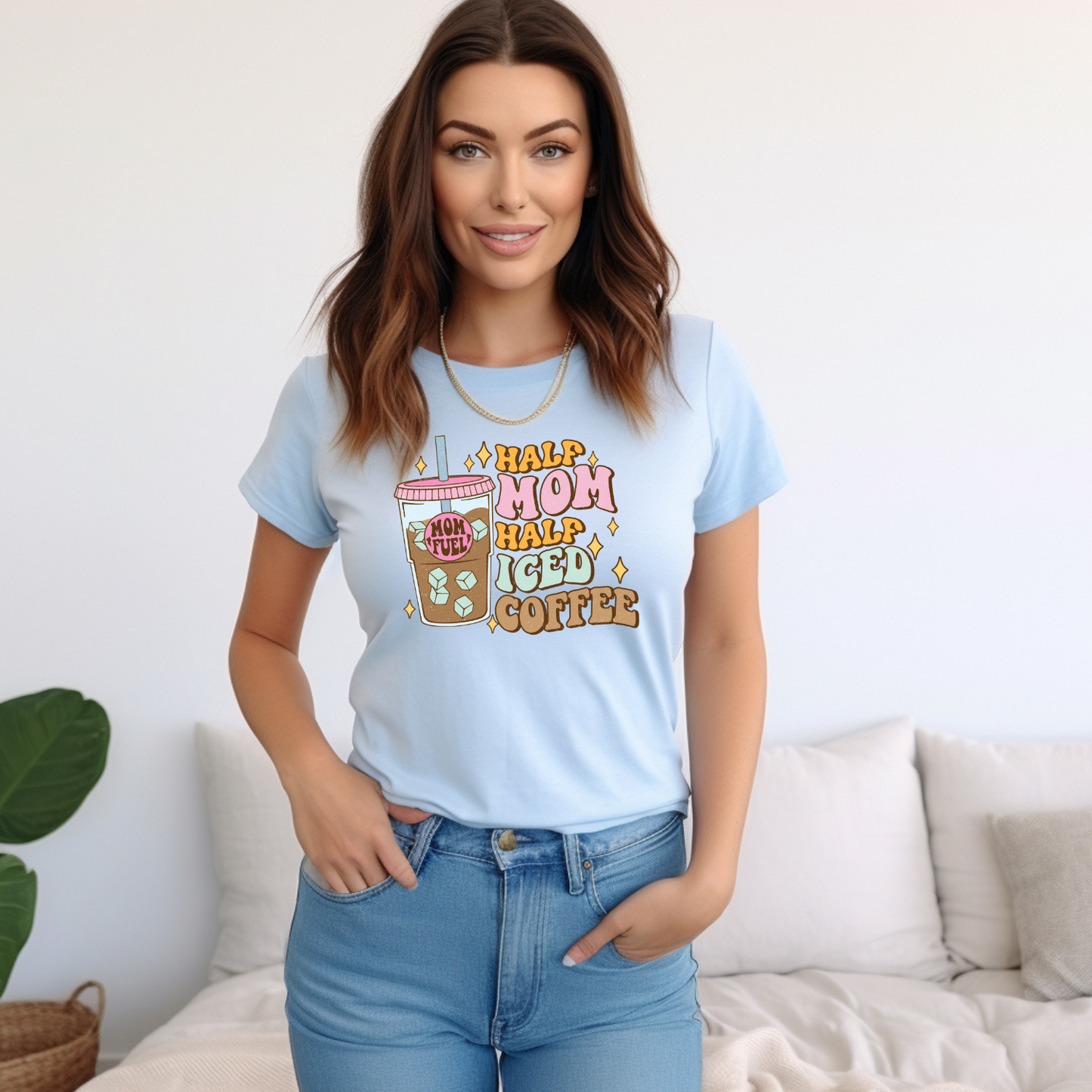 Half Mom Half Iced Coffee Graphic Tee - Funny Mother's Day Gift