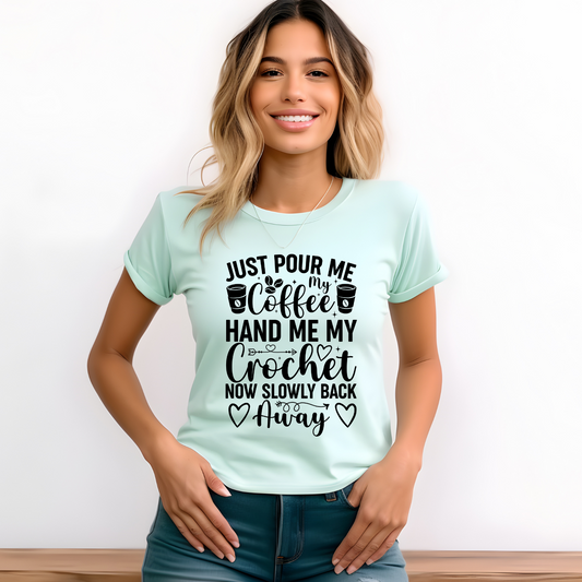 Funny Crochet and Coffee Tee Shirt - Perfect Gift for Crafters