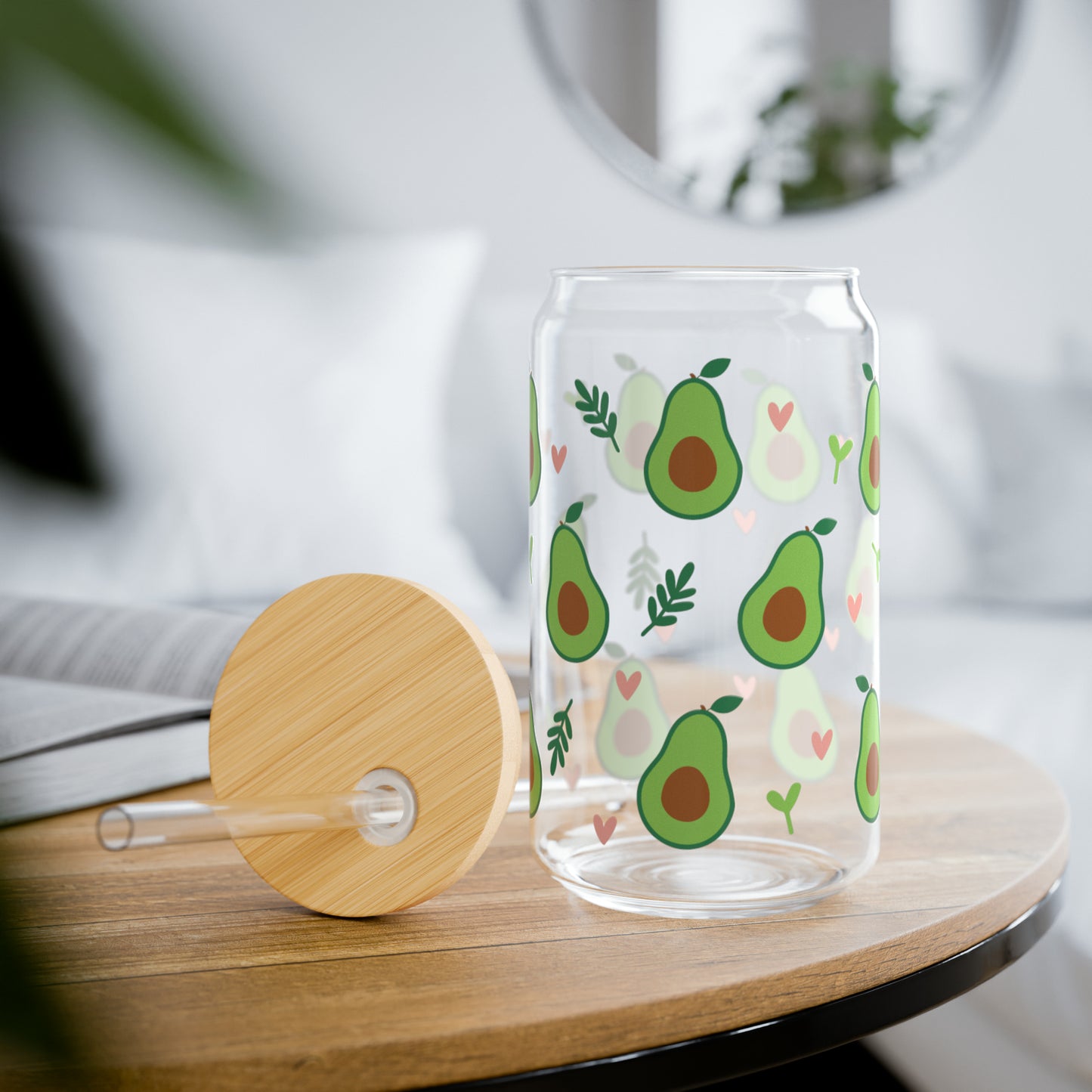 Avocado Lover's Glass Can Cups - Whimsical and Colorful Kitchen Decor and Drinkware