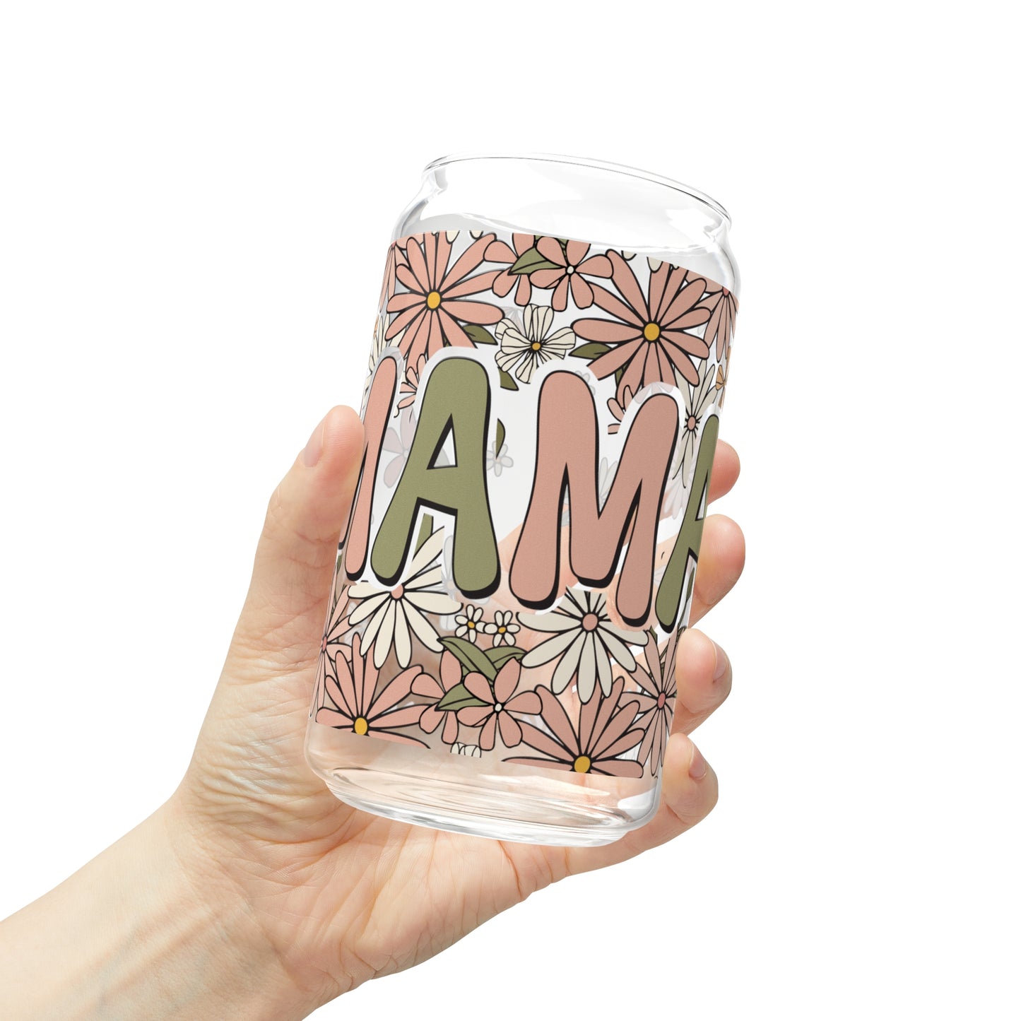 Boho Retro Floral Mama Glass Can Cup - Eco-Friendly Tumbler for the Stylish Mom