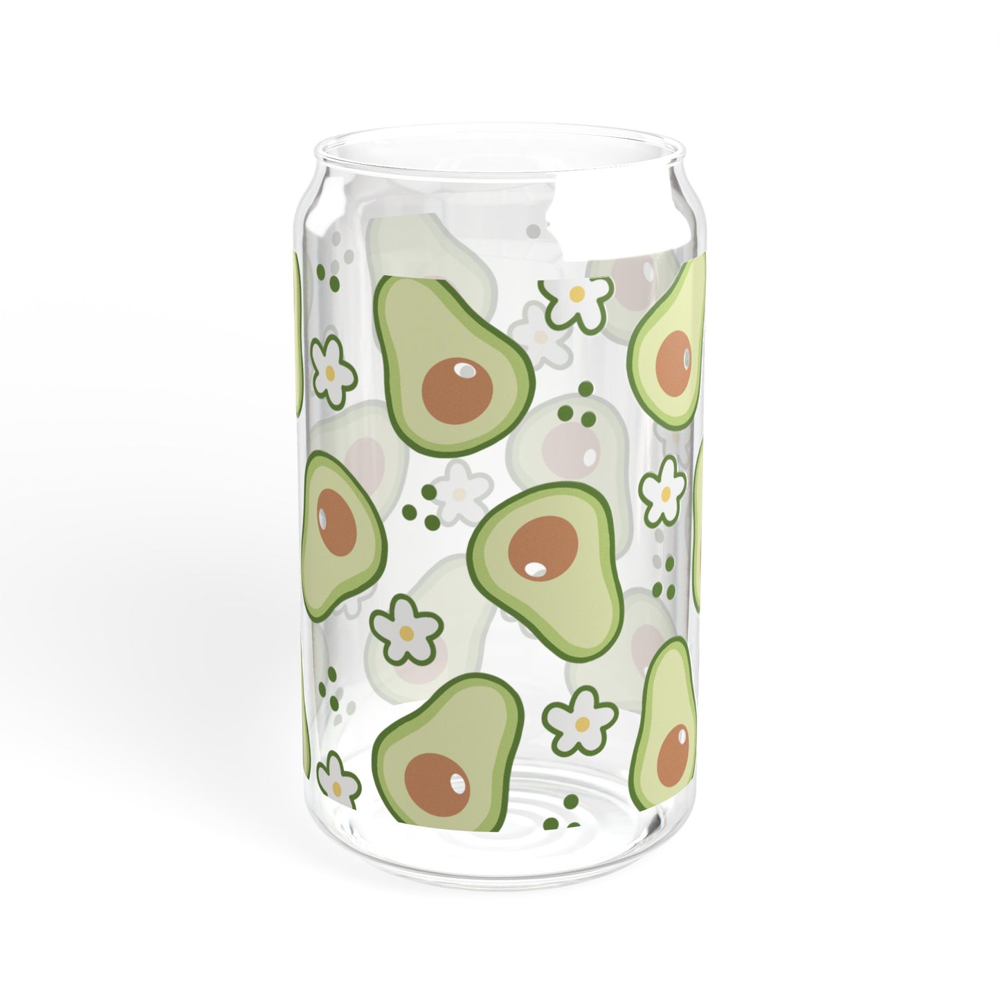 Adorable Avocado Print Glass Can Cup - Eco-Friendly and Stylish!