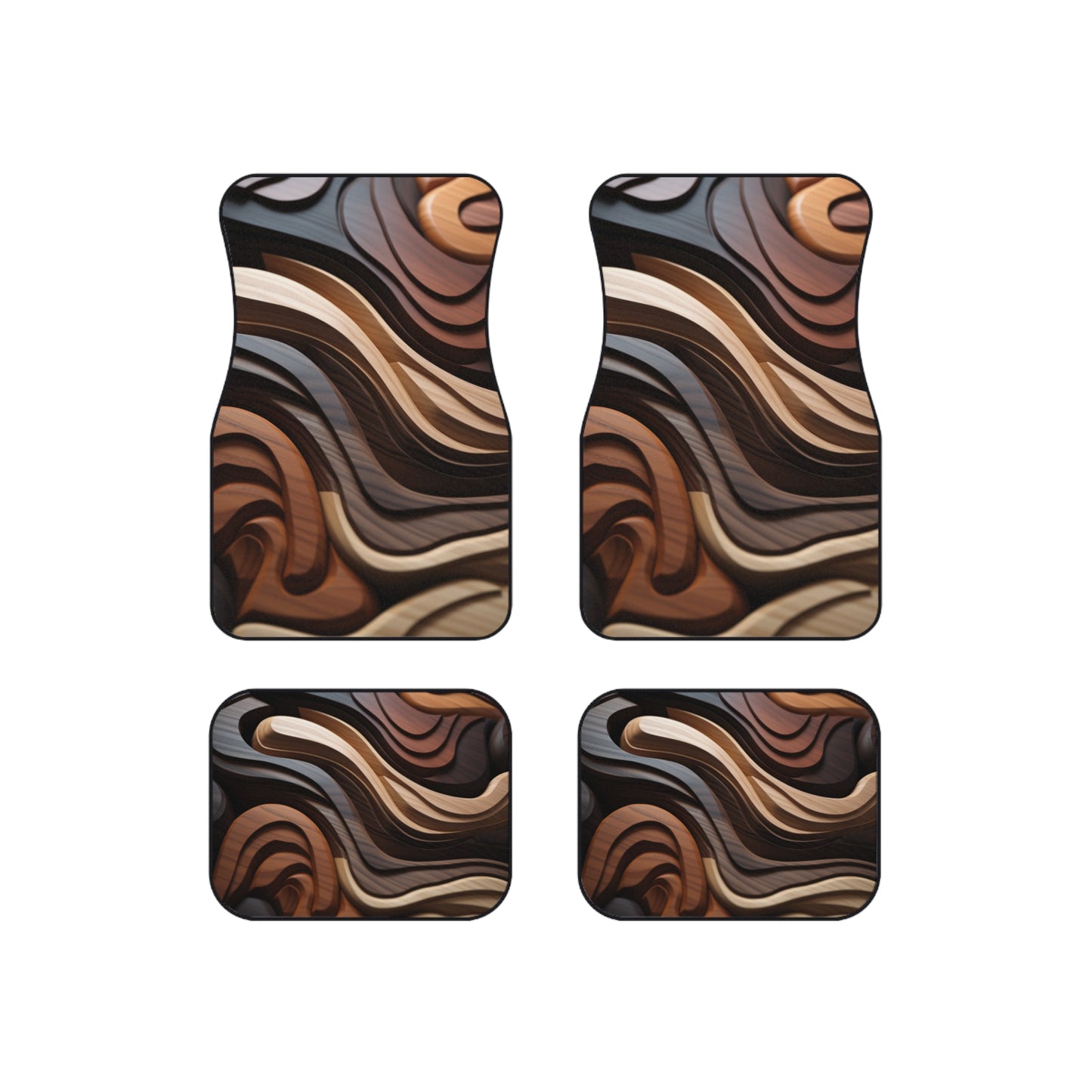 Rustic Wood Inspired Car Floor Mats - Set of 4 - Add a Touch of Nature to Your Ride!