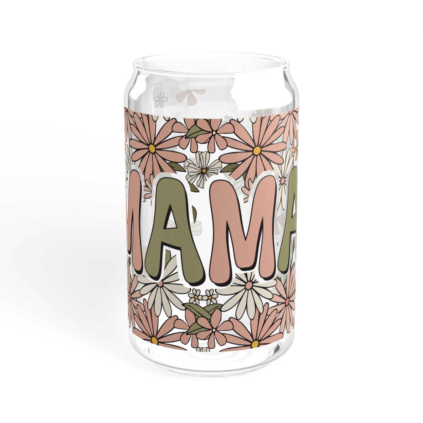 Boho Retro Floral Mama Glass Can Cup - Eco-Friendly Tumbler for the Stylish Mom