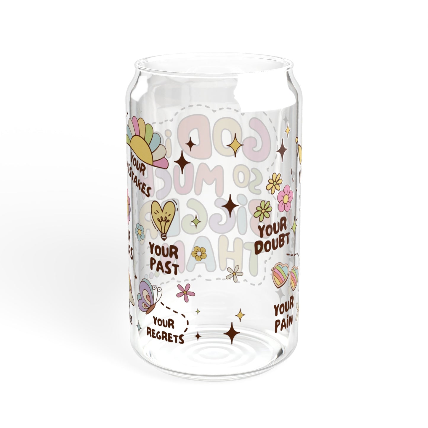 Inspirational God Is So Much Bigger Glass Can Cup - Unique Gift Idea