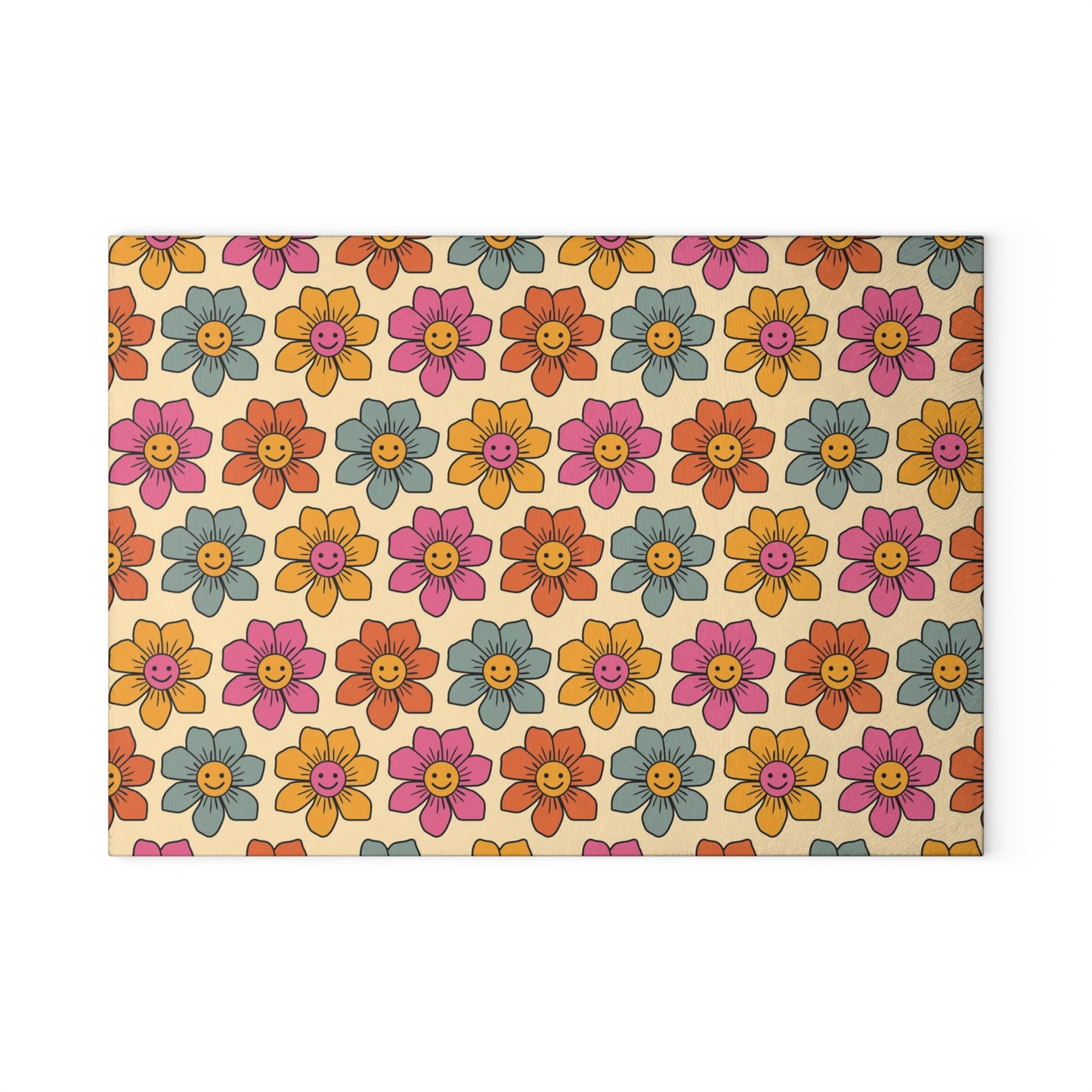 Retro Flowers Glass Cutting Board