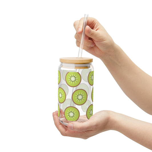 Cute Kiwi Glass Can Cup - Unique Drinkware for Eco-Friendly sippers