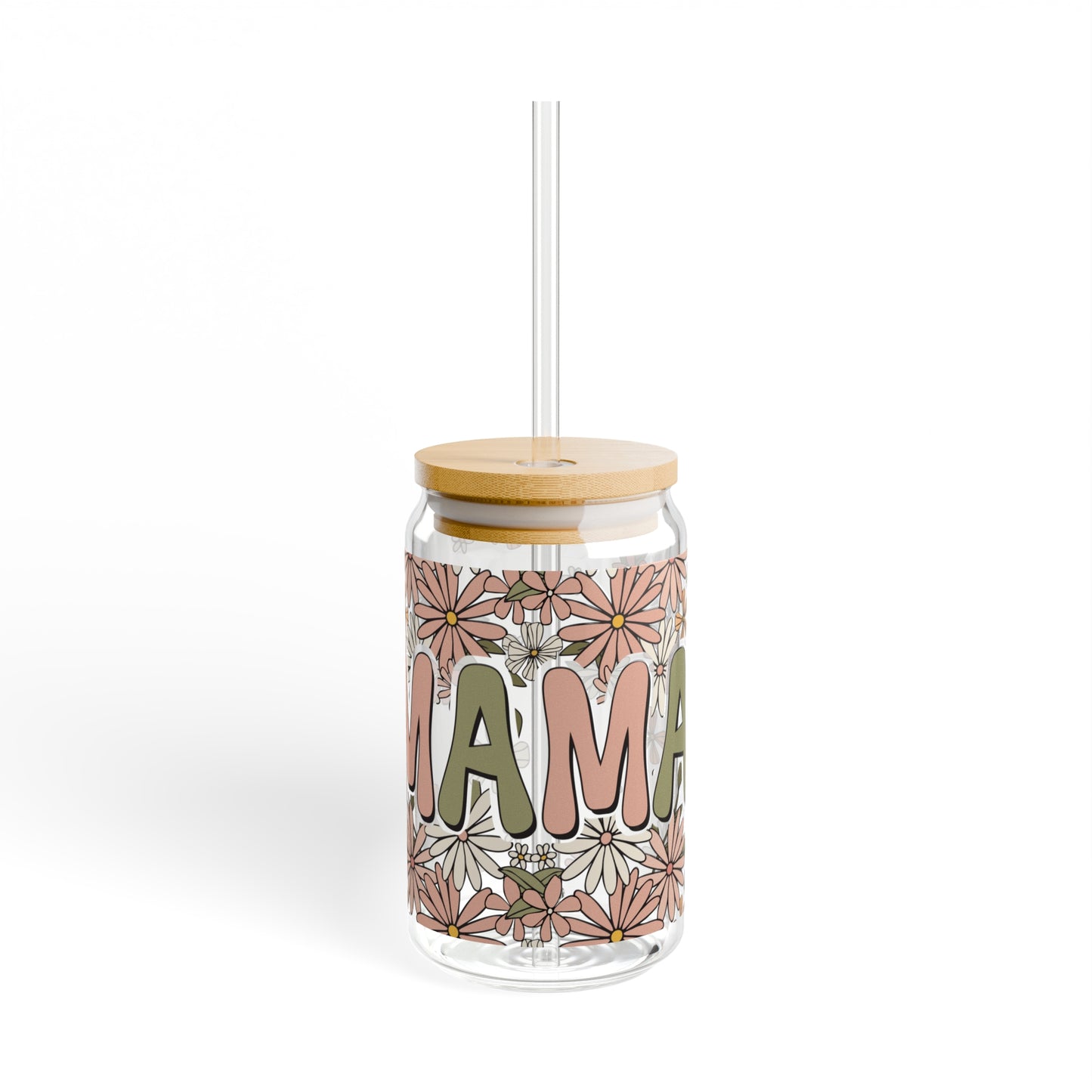 Boho Retro Floral Mama Glass Can Cup - Eco-Friendly Tumbler for the Stylish Mom