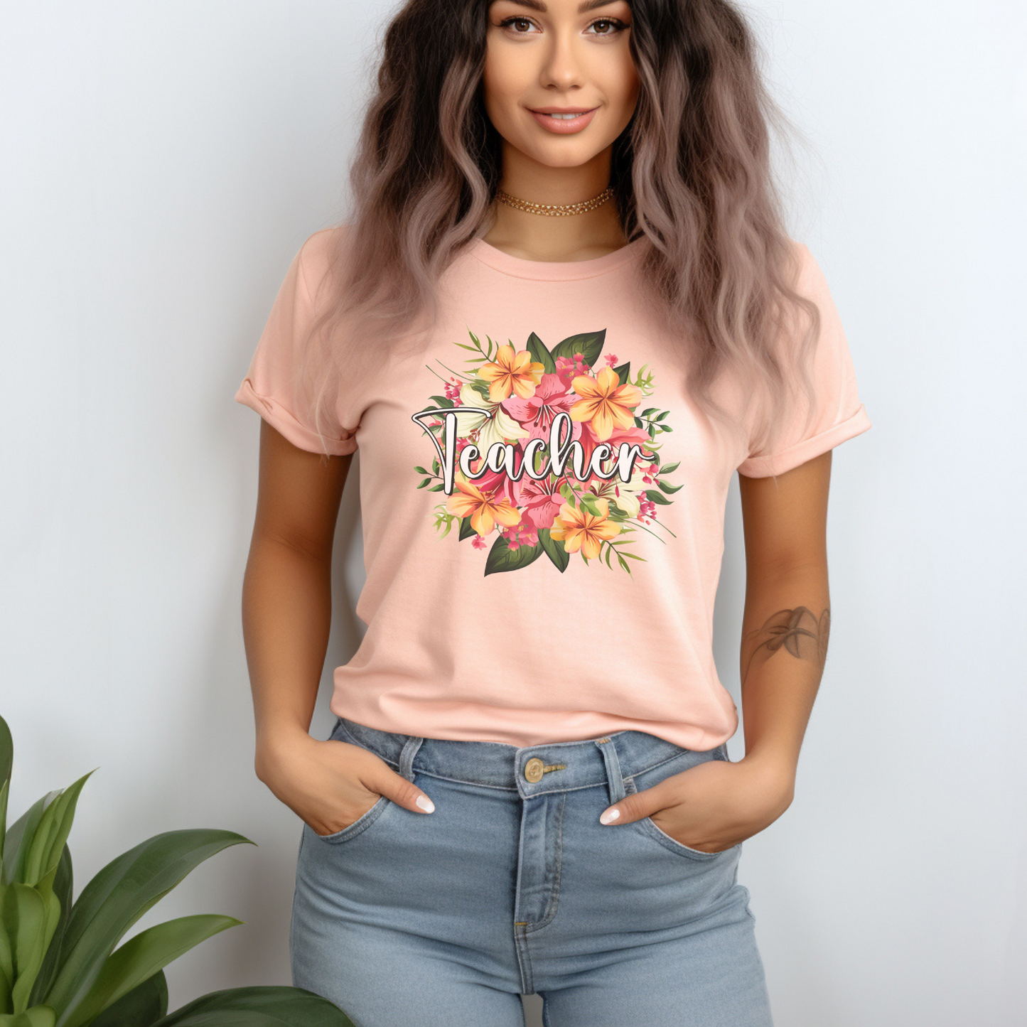 Bloom with Knowledge: Teacher Floral Graphic Tee