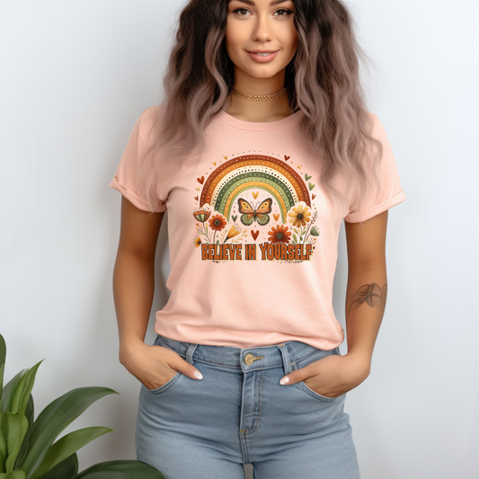 Positive Vibes Only: Believe In Yourself Graphic Tee - Motivational T-shirt