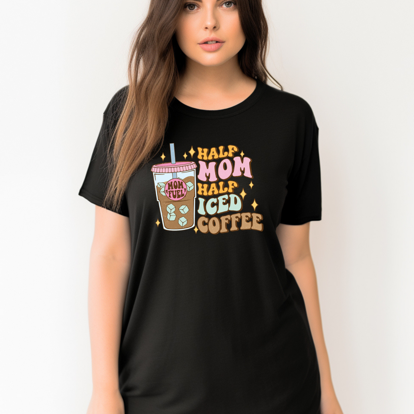 Half Mom Half Iced Coffee Graphic Tee - Funny Mother's Day Gift