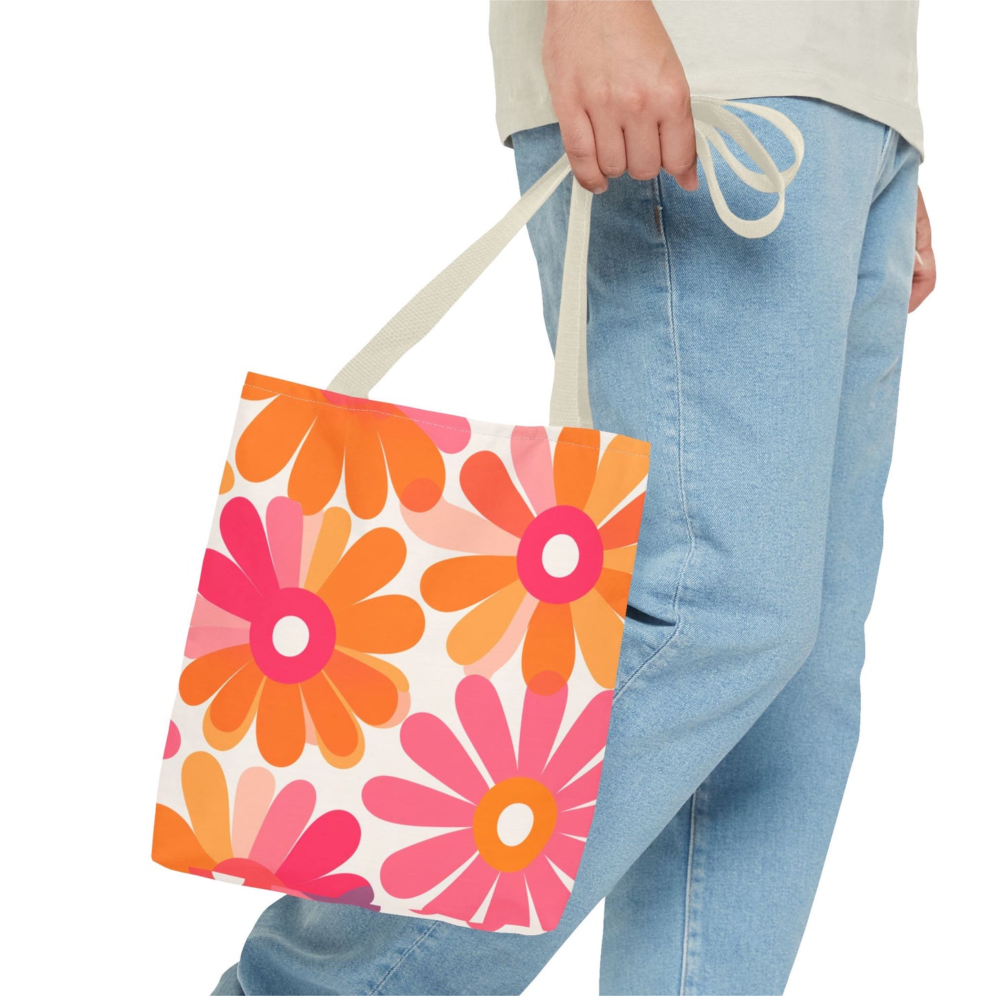 Stylish Retro Flowers Tote Bag Chic Design