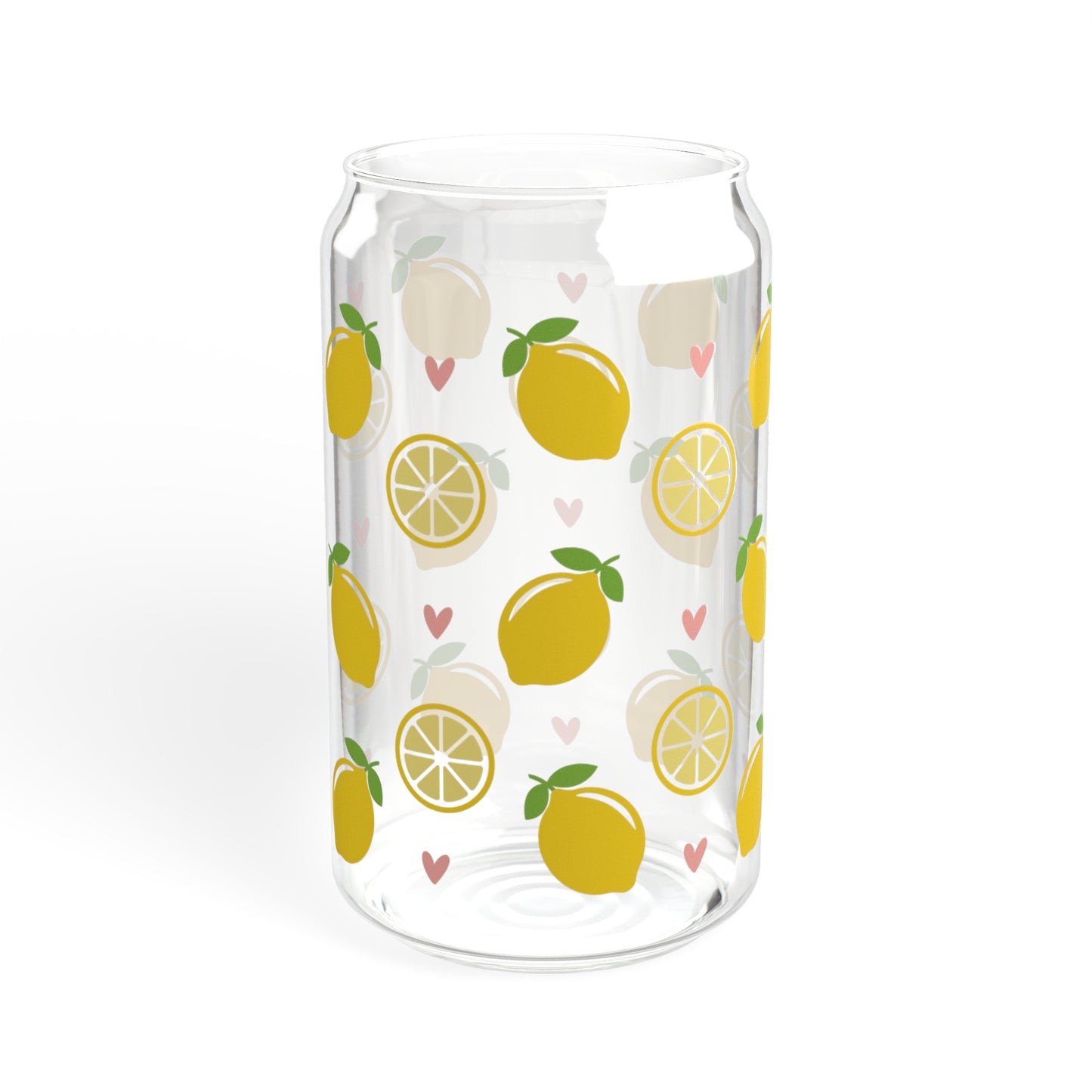 Citrus Twist: Lemons Print Glass Can Cups