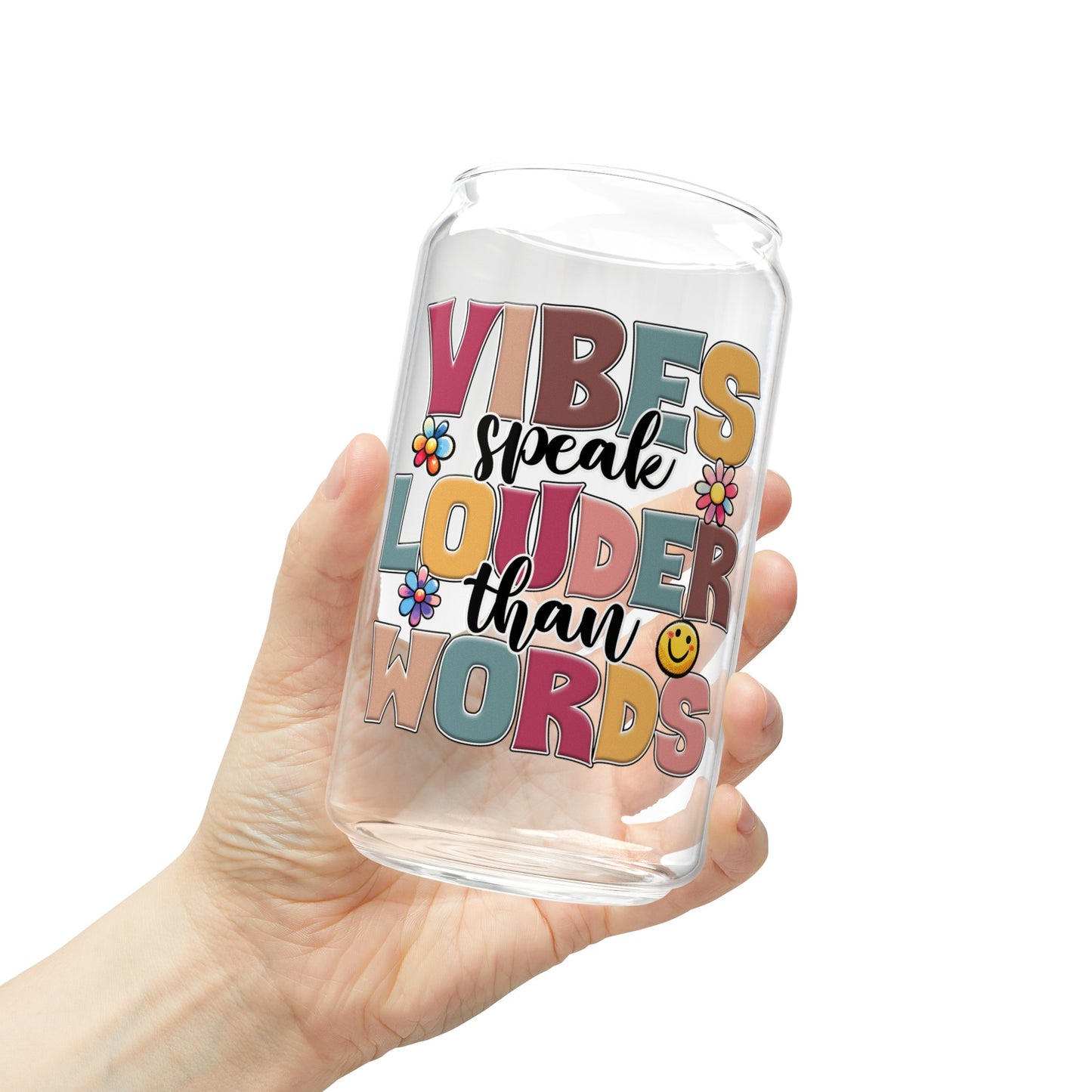 Positive Vibes Only Glass Cup - Let Your Vibes Speak Louder Than Words