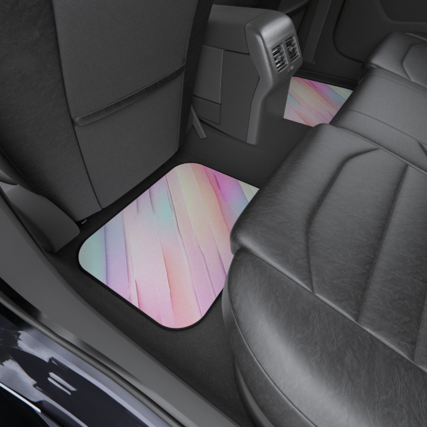 Elevate Your Car's Aesthetic with Pastel Rainbow Car Floor Mats, Set of 4 - Get Noticed on the Road!