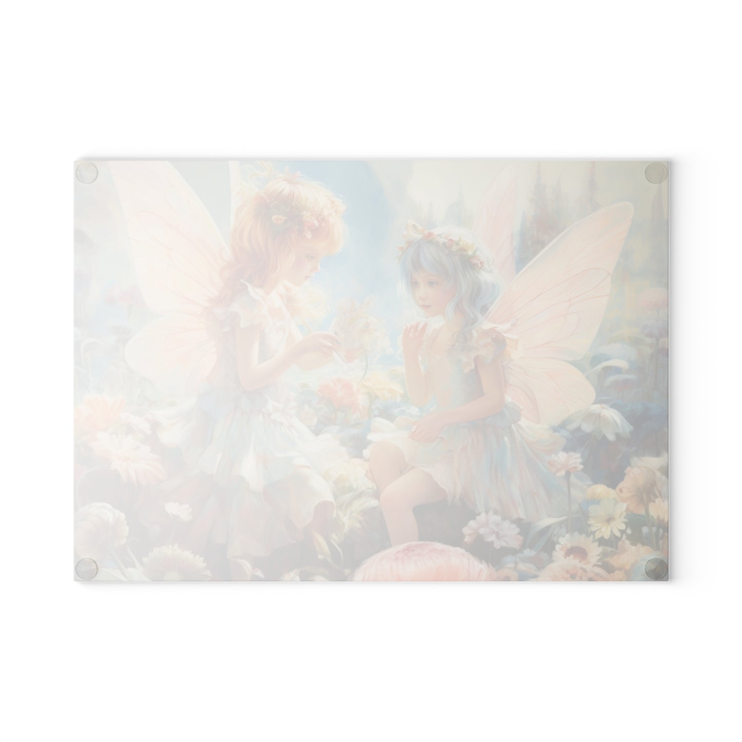 Enchanting Fairies in the Garden Glass Cutting Board - Functional Kitchen Decor