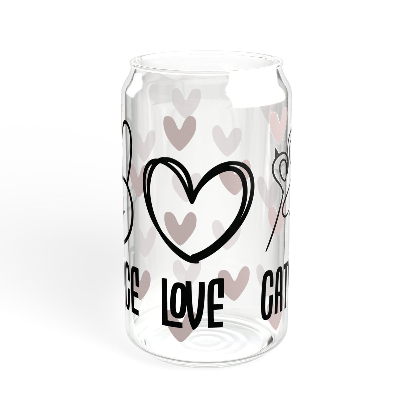 Peace Love Cats Glass Can Cup - Fun Feline Drinkware for Cat Owners