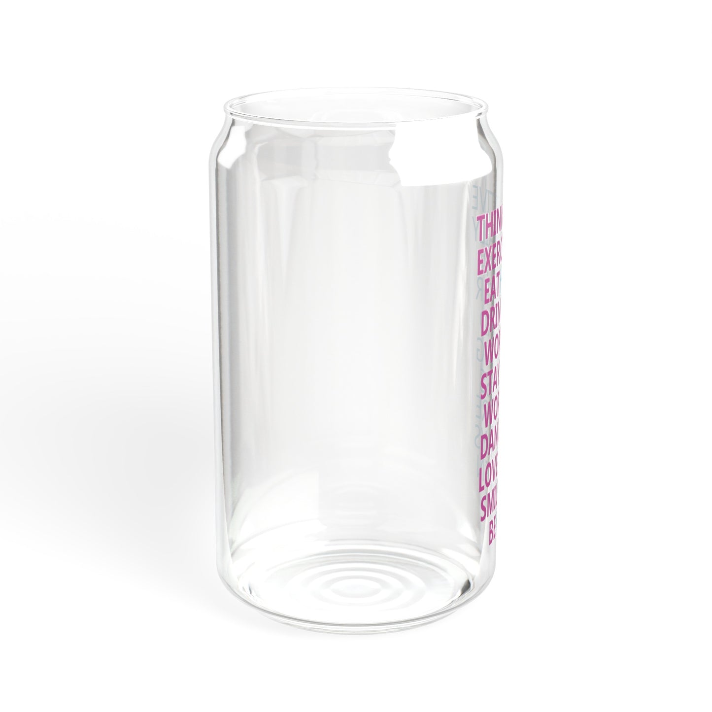 Think Positive Inspirational Glass Can Cup - Motivational Drinkware for Daily Encouragement