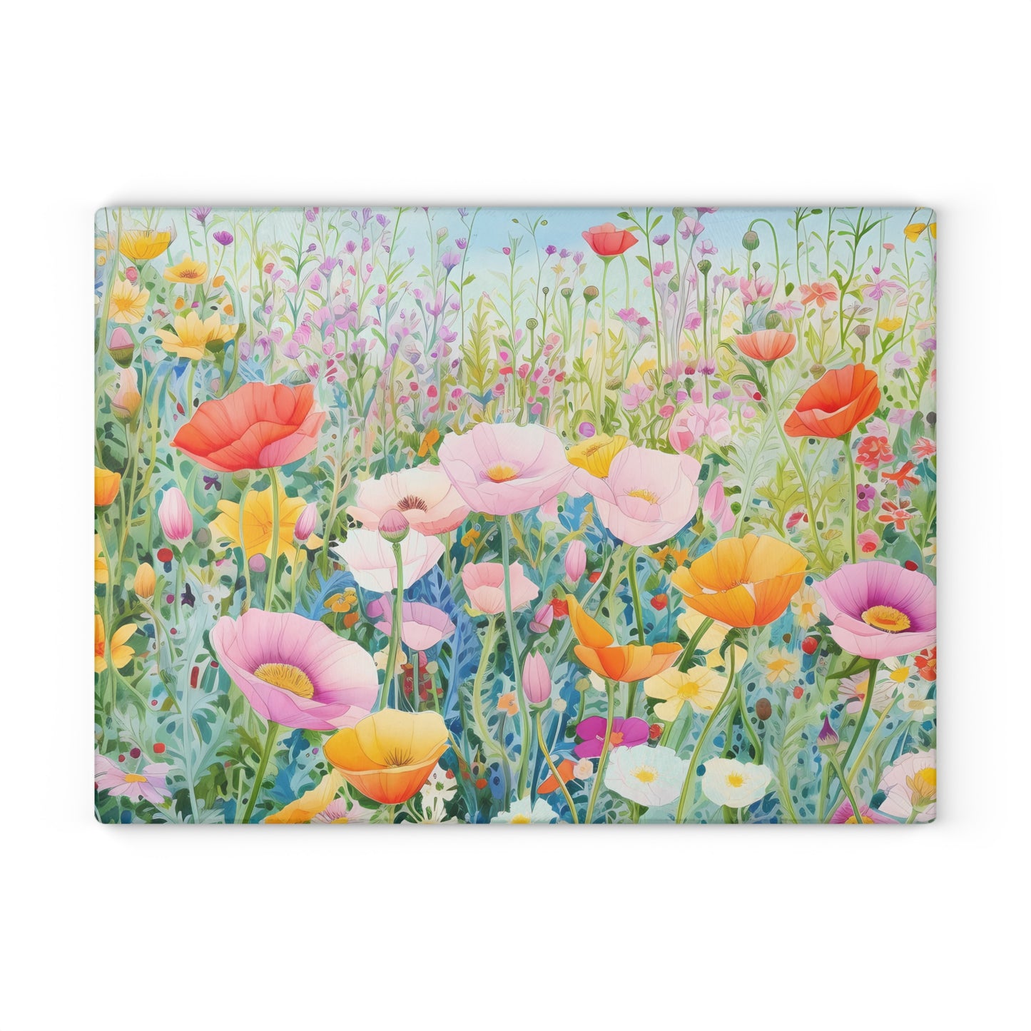 Floral Meadow Glass Cutting Board