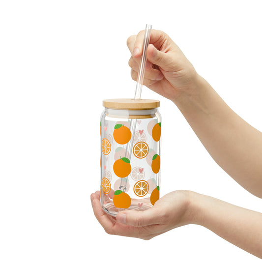 Citrus Vibes Glass Can Cup - Fun and Functional Orange Inspired Drinkware