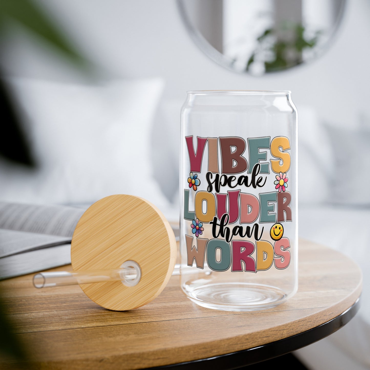 Positive Vibes Only Glass Cup - Let Your Vibes Speak Louder Than Words