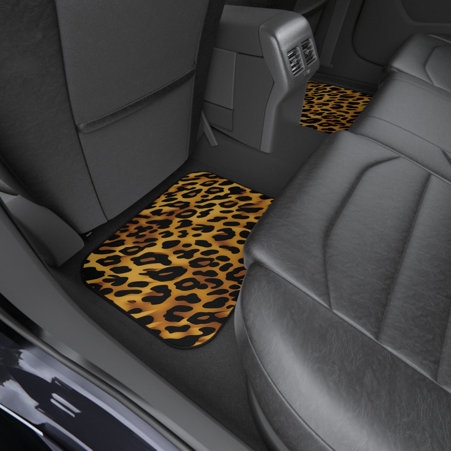 Trendy Leopard Print Auto Floor Mat Set - Fashionable and Functional