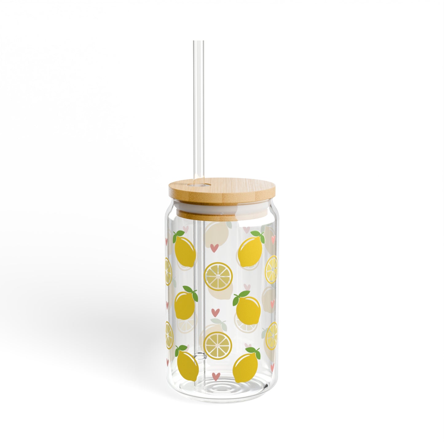 Citrus Twist: Lemons Print Glass Can Cups