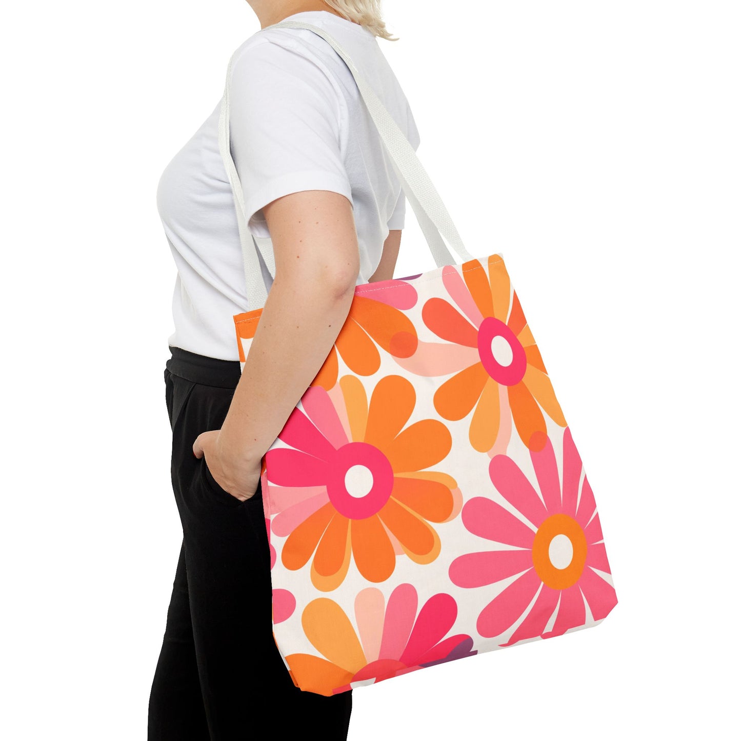 Stylish Retro Flowers Tote Bag Chic Design